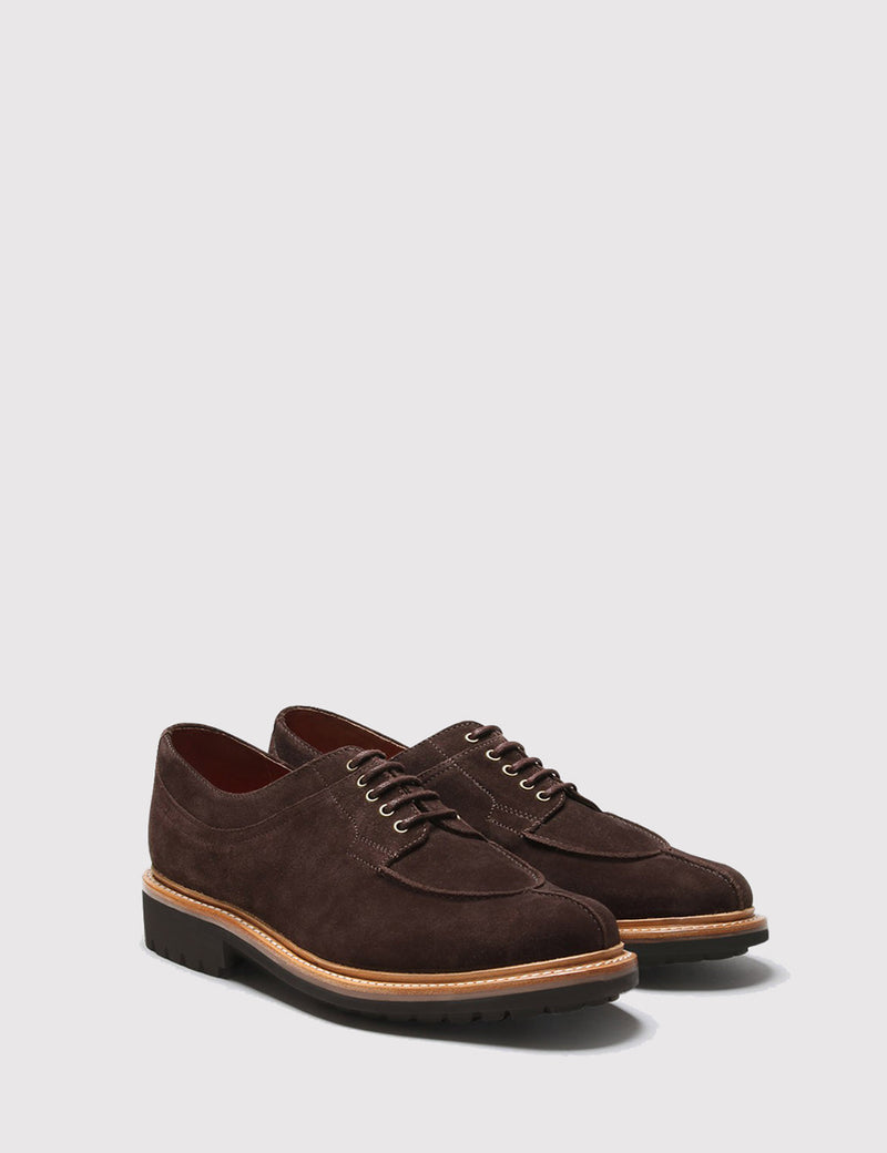Grenson Percy Suede Apron Shoes - Chocolate