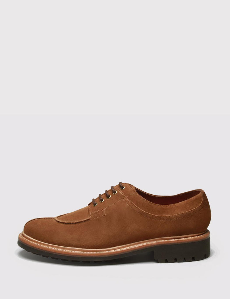 Grenson Percy Suede Apron Shoes - Snuff