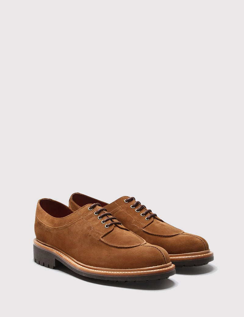 Grenson Percy Suede Apron Shoes - Snuff
