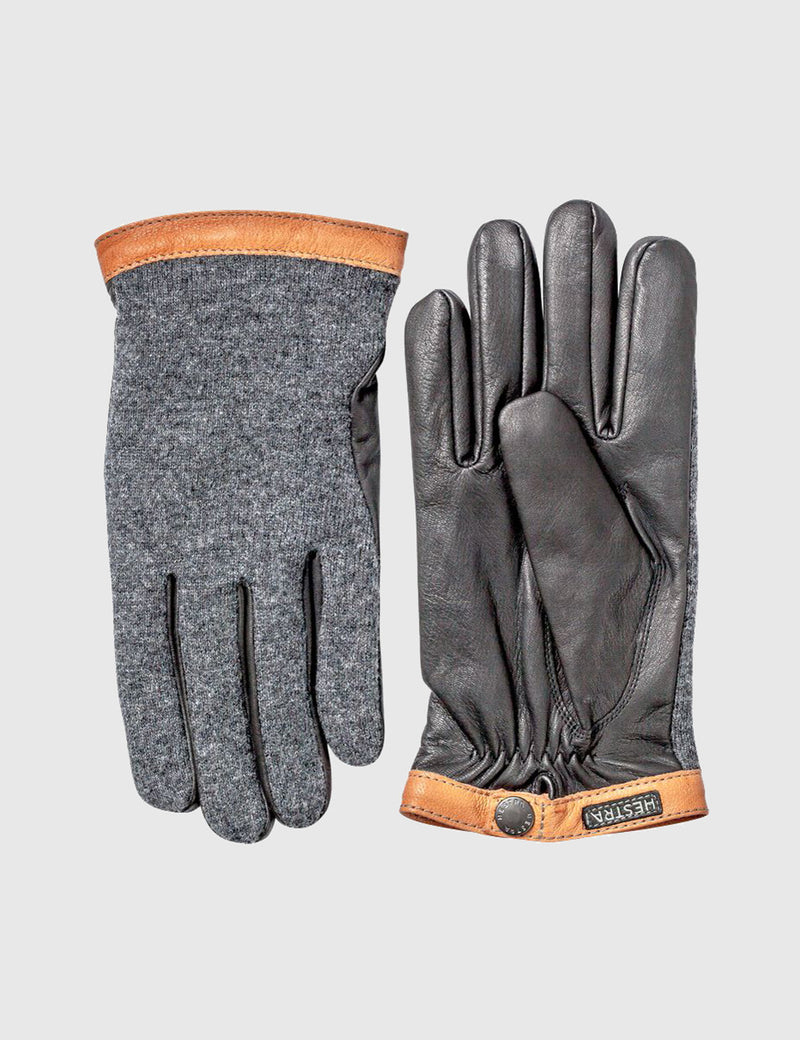 Hestra Tricot Deerskin Wool Gloves - Charcoal/Black