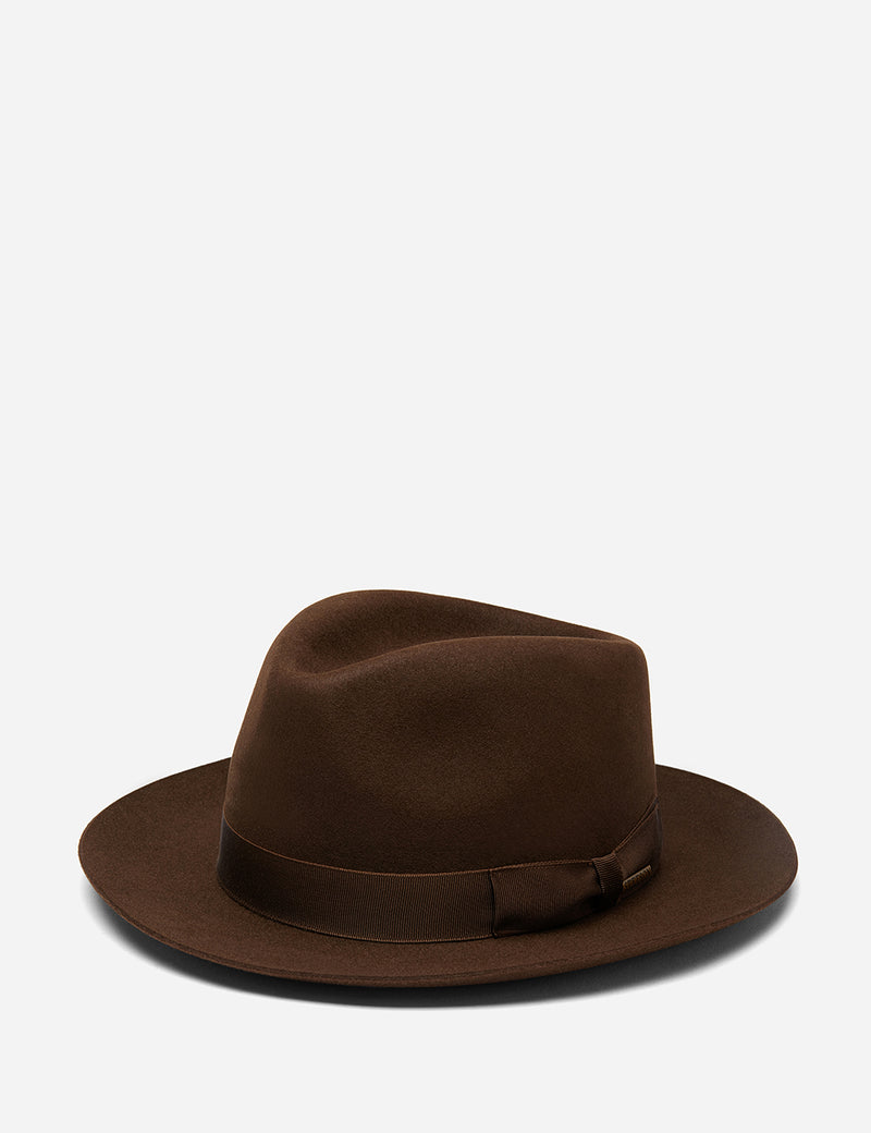 Stetson Penn Fedora Hat - Dark Brown