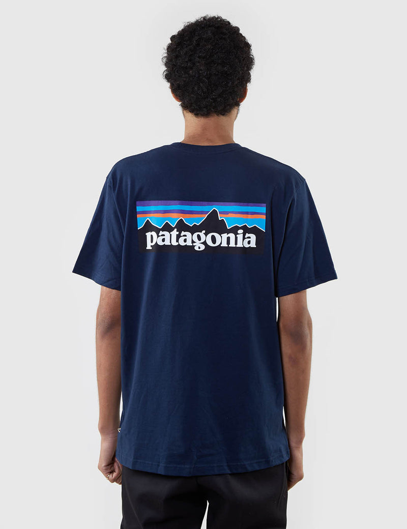 Patagonia P-6 Logo T-Shirt - Navy Blue