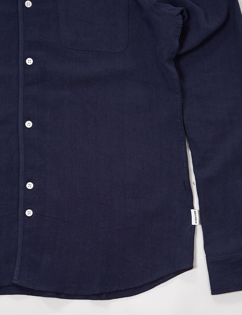 Bellfield Connaught Long Sleeve Shirt - Dark Blue