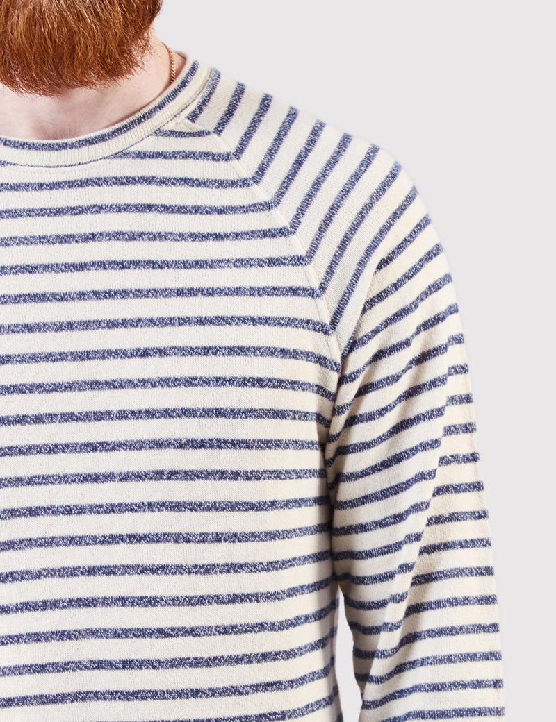 Human Scales Carlos Blue Stripe Sweatshirt - Ecru/Blue