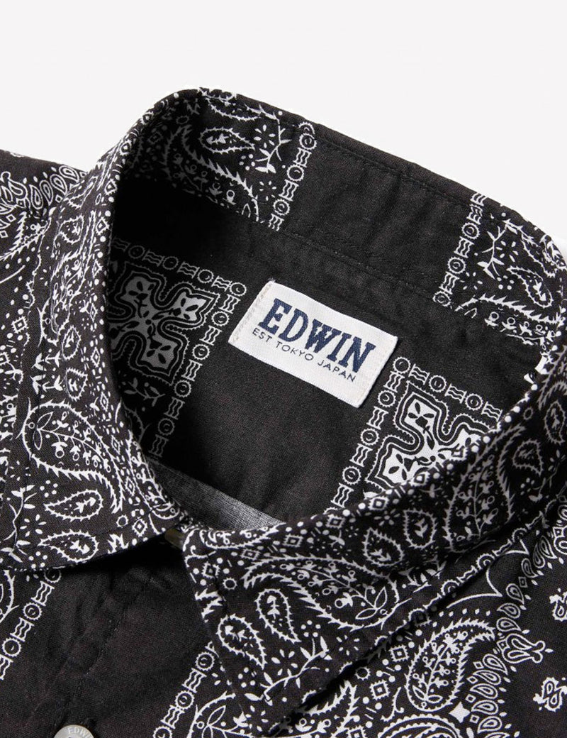 Edwin Nimes Short Sleeve Bandana Print Shirt - Black