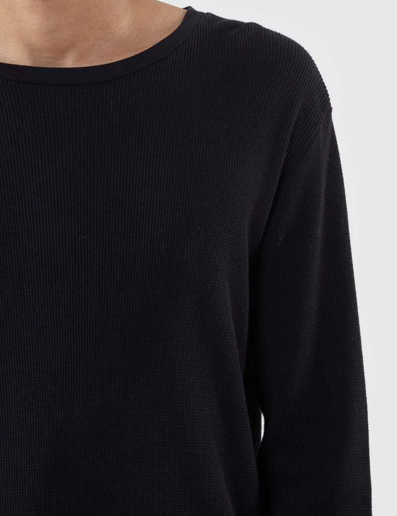 Edwin Waffle Long Sleeve T-Shirt - Black