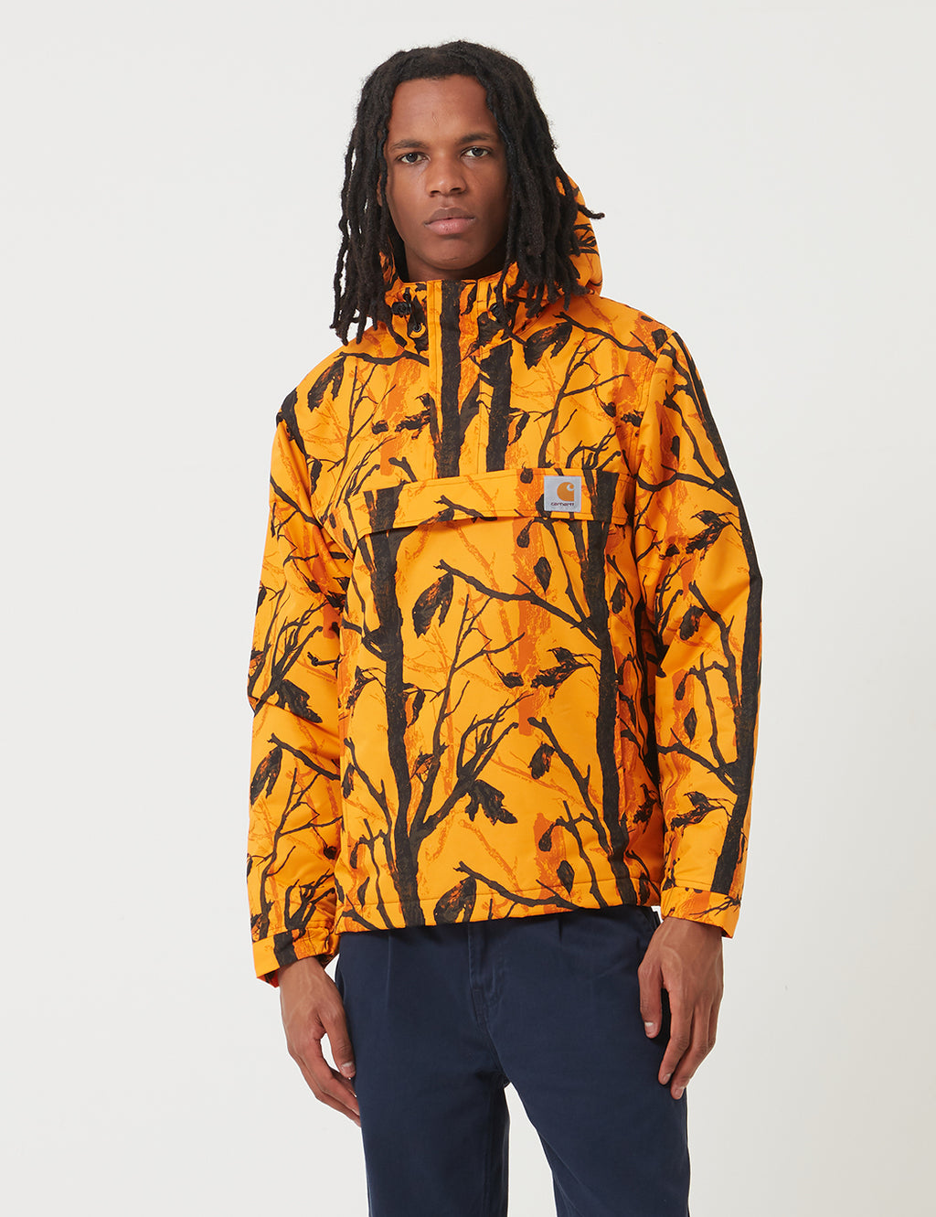 Carhartt WIP Nimbus Half Zip Jacket Fleece Lined Camo Tree Orange