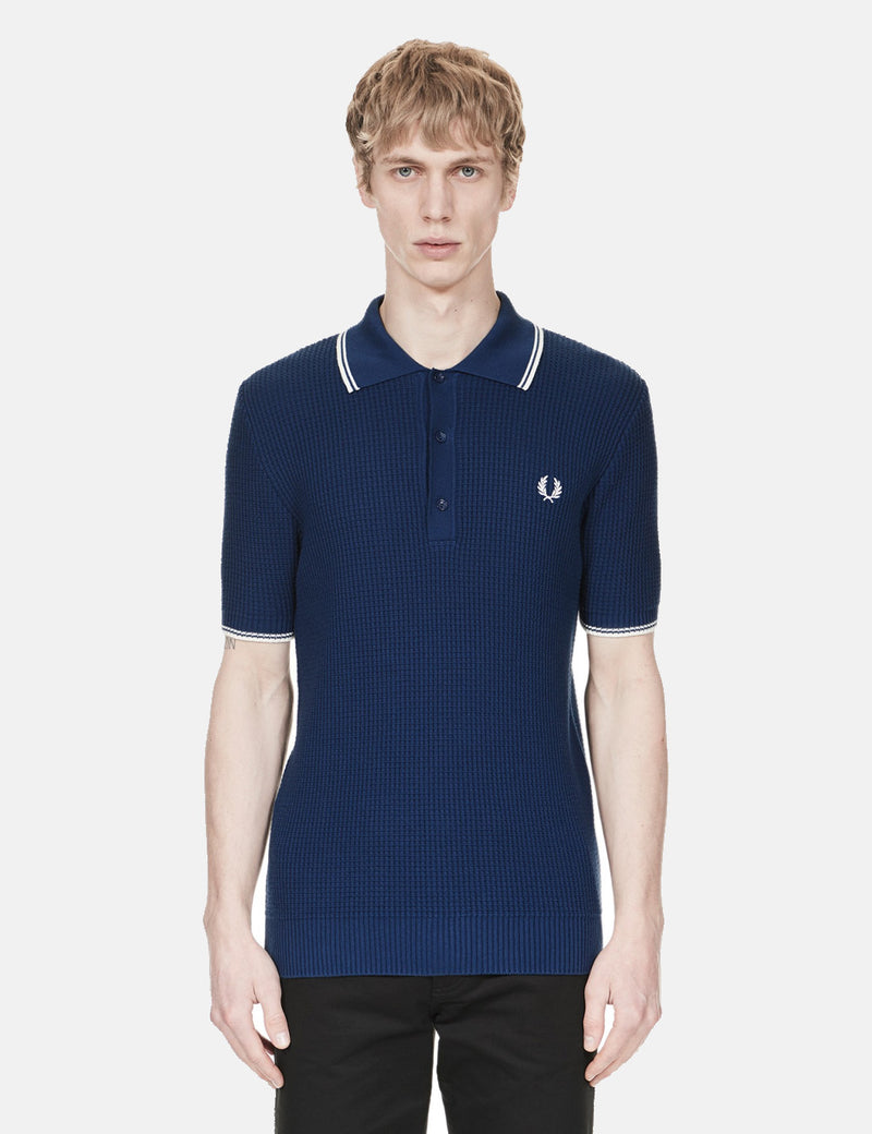 Fred Perry Textured Knitted FP Shirt - French Navy