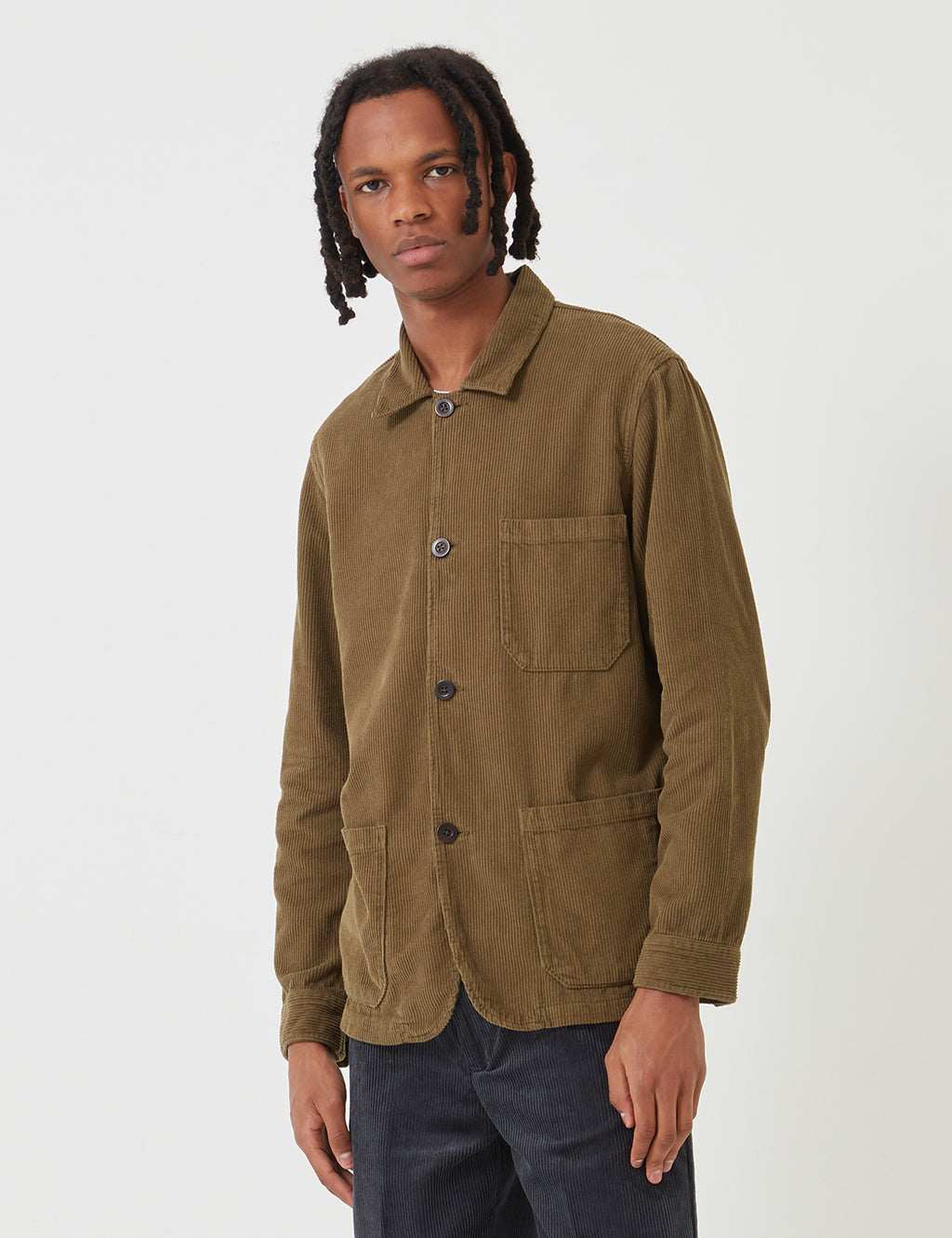 Portuguese Flannel Labura Chore Jacket Cord Green URBAN EXCESS