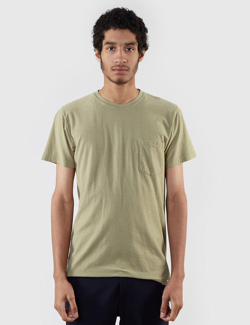 Norse Projects Niels Pocket Boucle T-Shirt - Moss Green