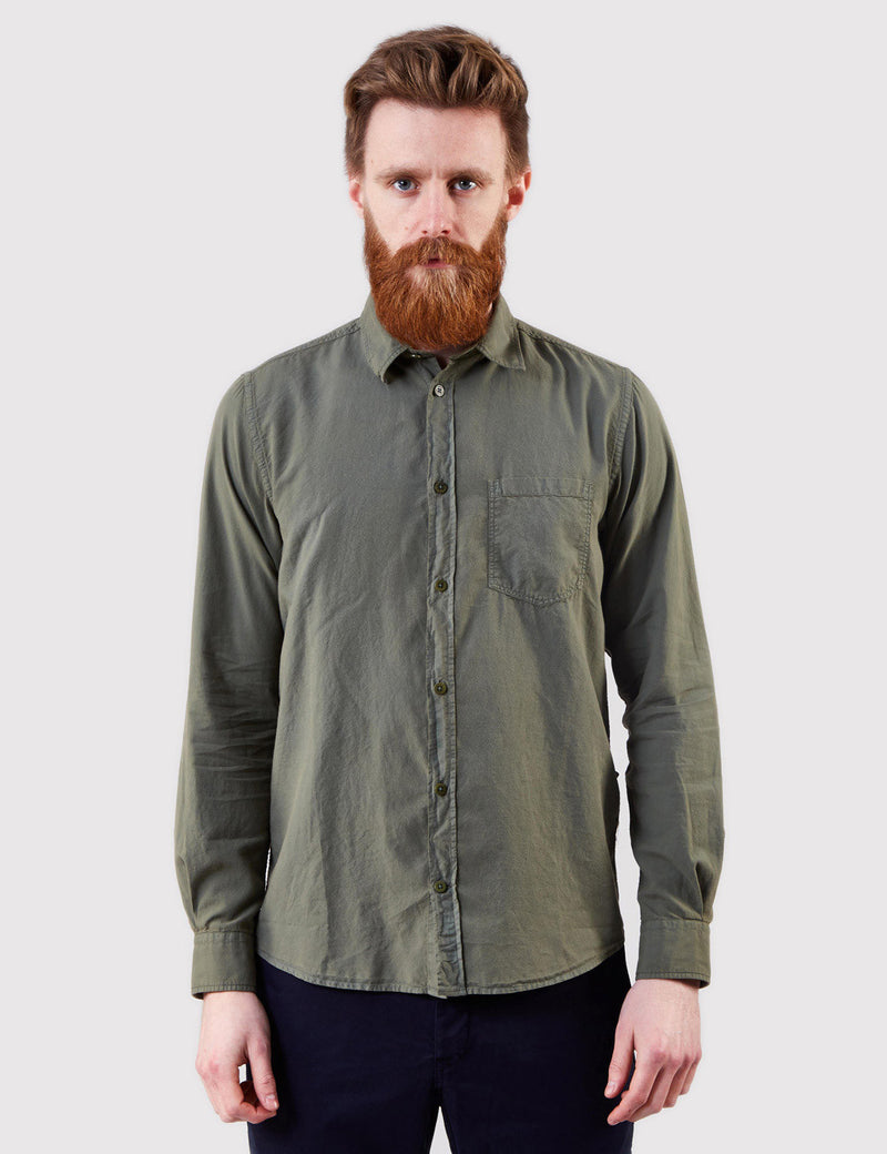 Norse Projects Anton Light Oxford Overdye Shirt - Dried Olive