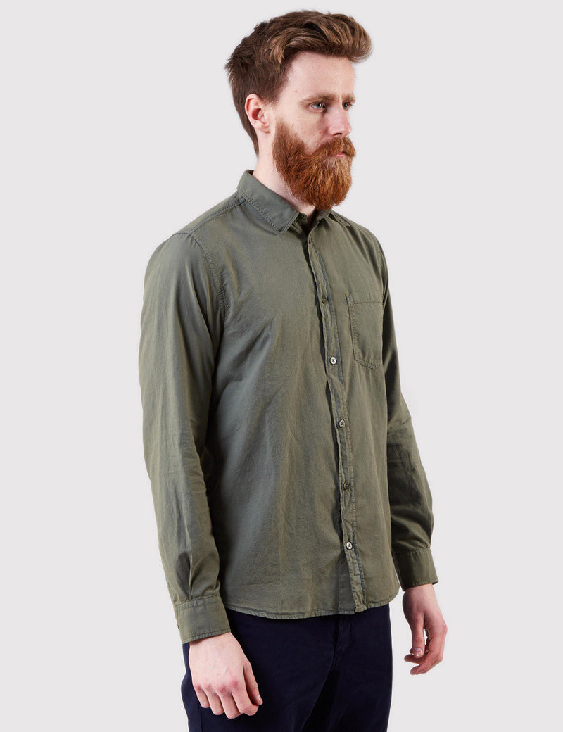 Norse Projects Anton Light Oxford Overdye Shirt - Dried Olive