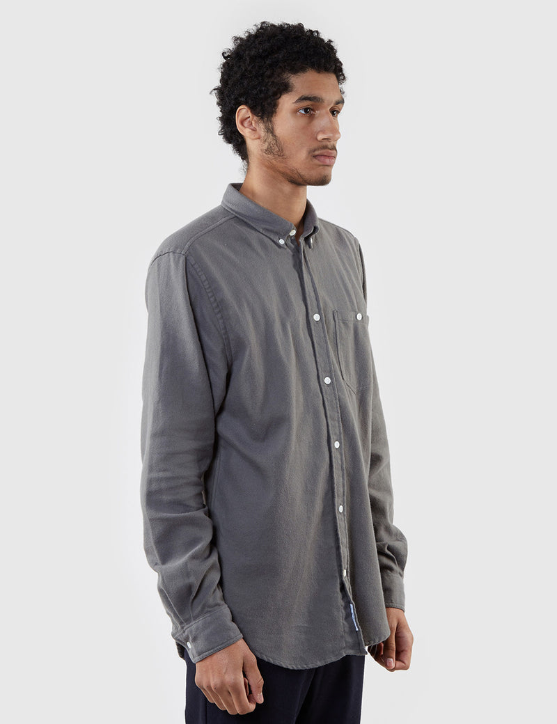 Norse Projects Osvald Brushed Flannel Shirt - Dried Olive