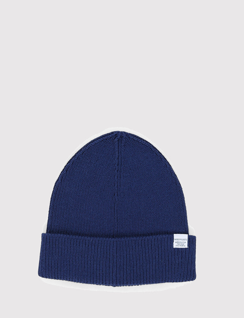 Norse Projects Cotton Watch Beanie Hat - Navy Blue