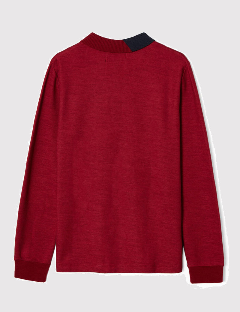 Fred Perry x Raf Simons Long Sleeve Abstract Collar Pique Shirt - Rosso
