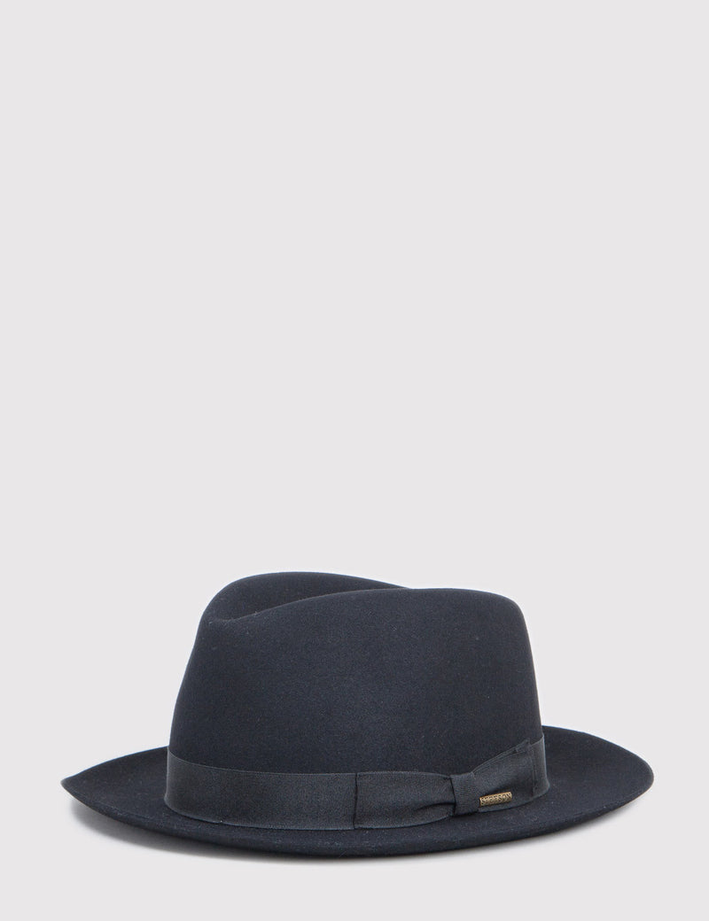 Stetson Penn Fur Felt Fedora Hat - Black