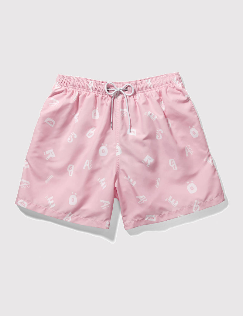 Boardies Alpha Drawstring Swim Shorts (Short Length) - Pink