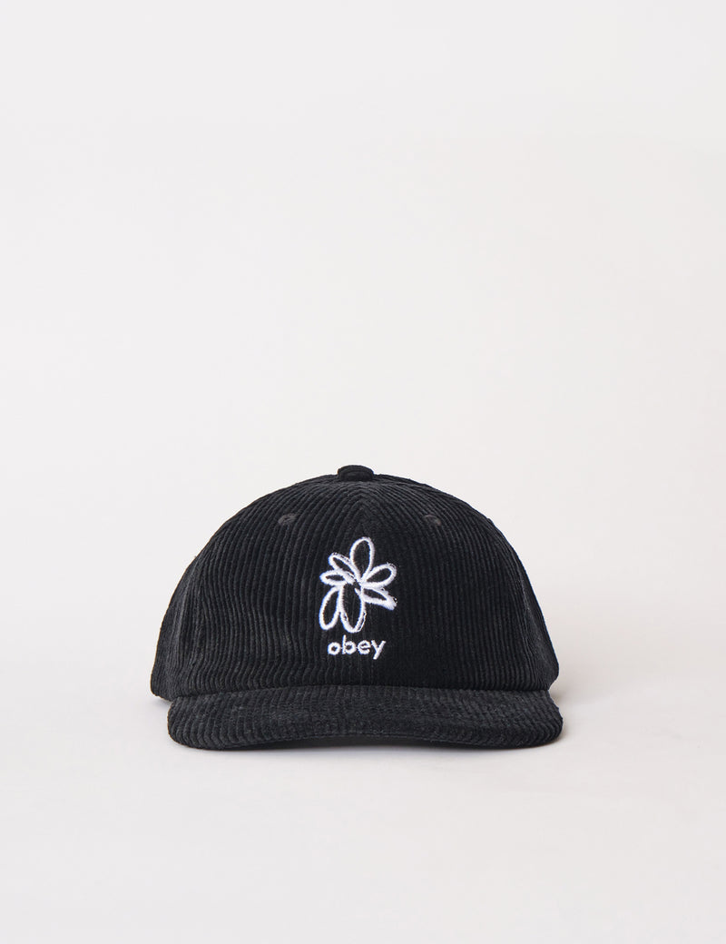 Obey Flower 6-Panel Strapback Cap - Black