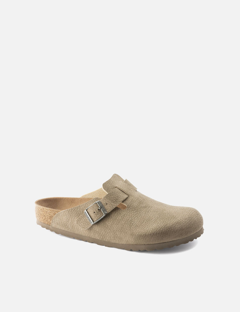 Birkenstock Boston Mules (Vegan) - Desert Dust Grey Taupe