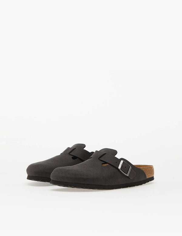 Birkenstock Boston Micro Fibre (Narrow) - Desert Dust Black