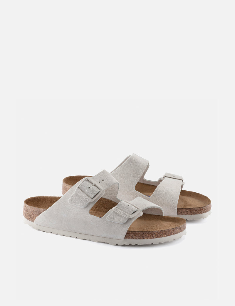 Womens Birkenstock Arizona Modern Suede Sandal (Narrow) - Antique White