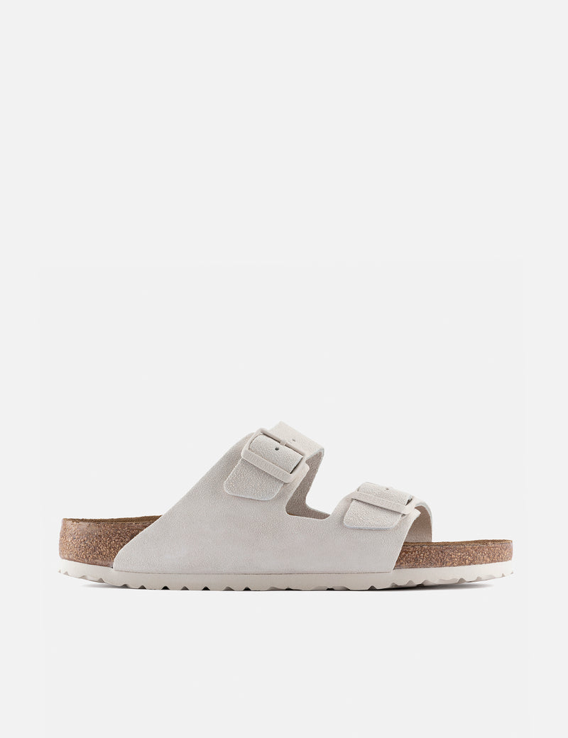 Womens Birkenstock Arizona Modern Suede Sandal (Narrow) - Antique White