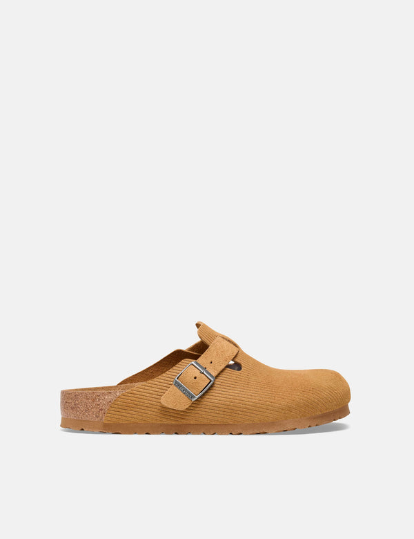 Birkenstock Boston Suede Embossed (Regular) - Corduroy Cork Brown