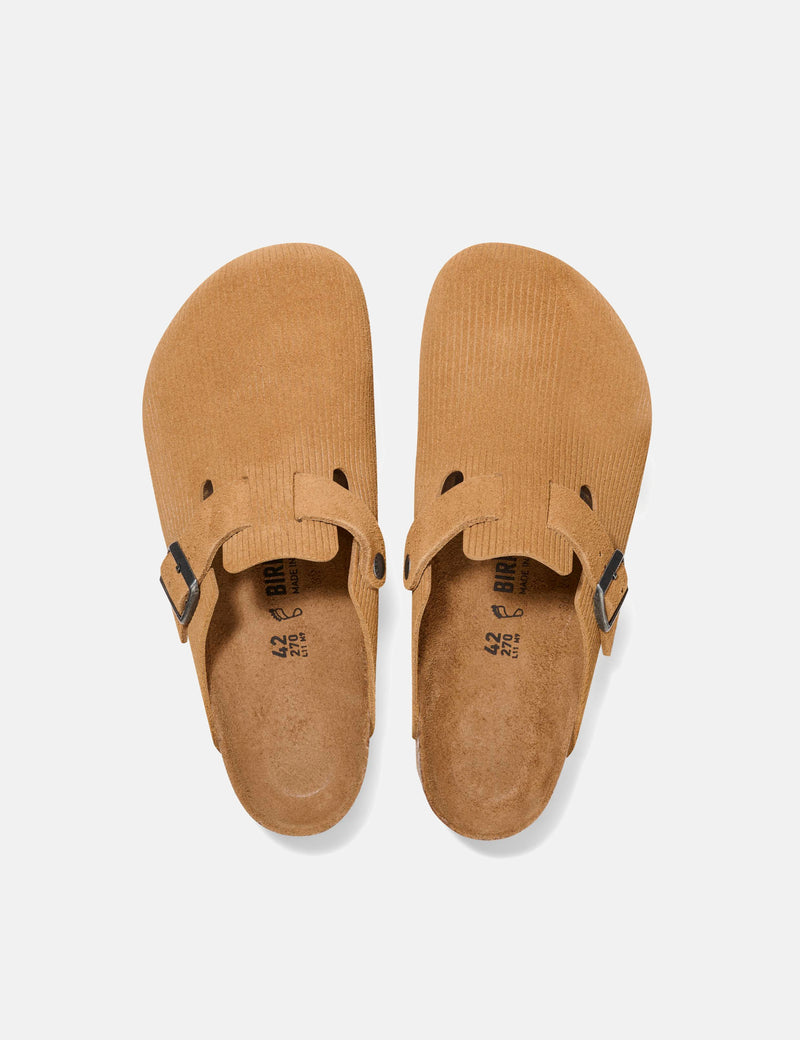Birkenstock Boston Suede Embossed (Regular) - Corduroy Cork Brown