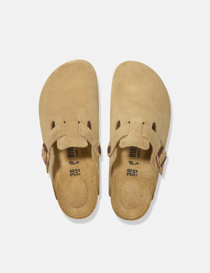 Birkenstock Womens Boston Suede (Narrow) - Latte Cream