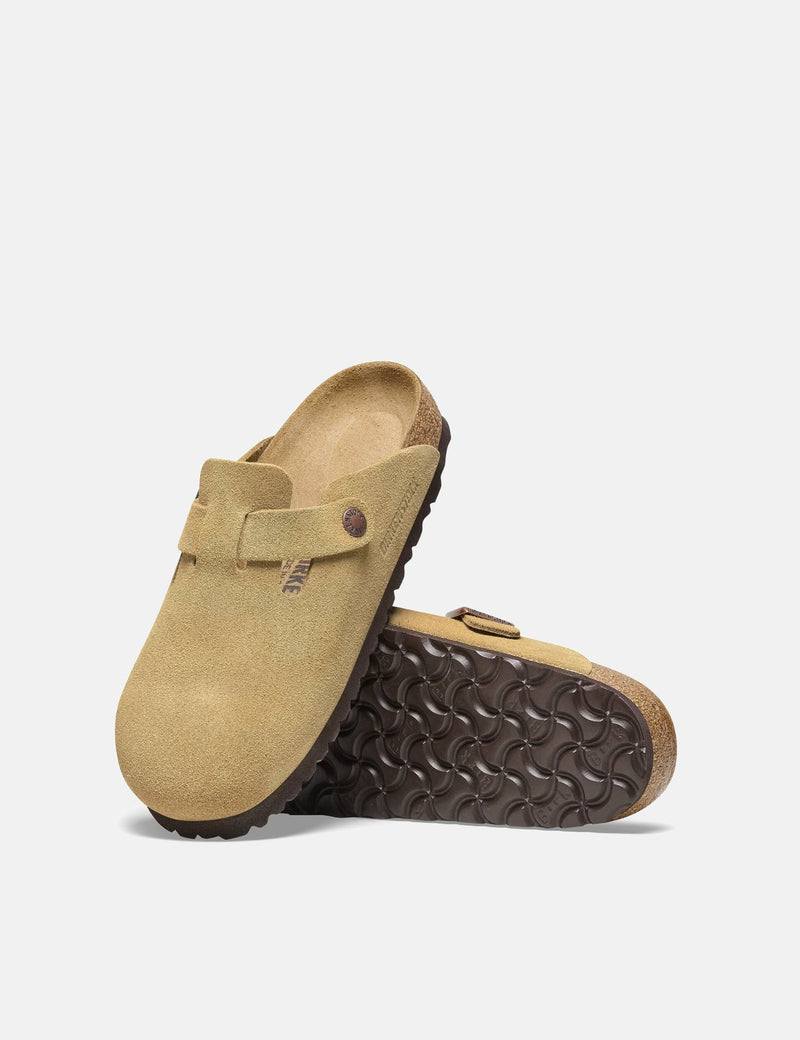 Birkenstock Womens Boston Suede (Narrow) - Latte Cream
