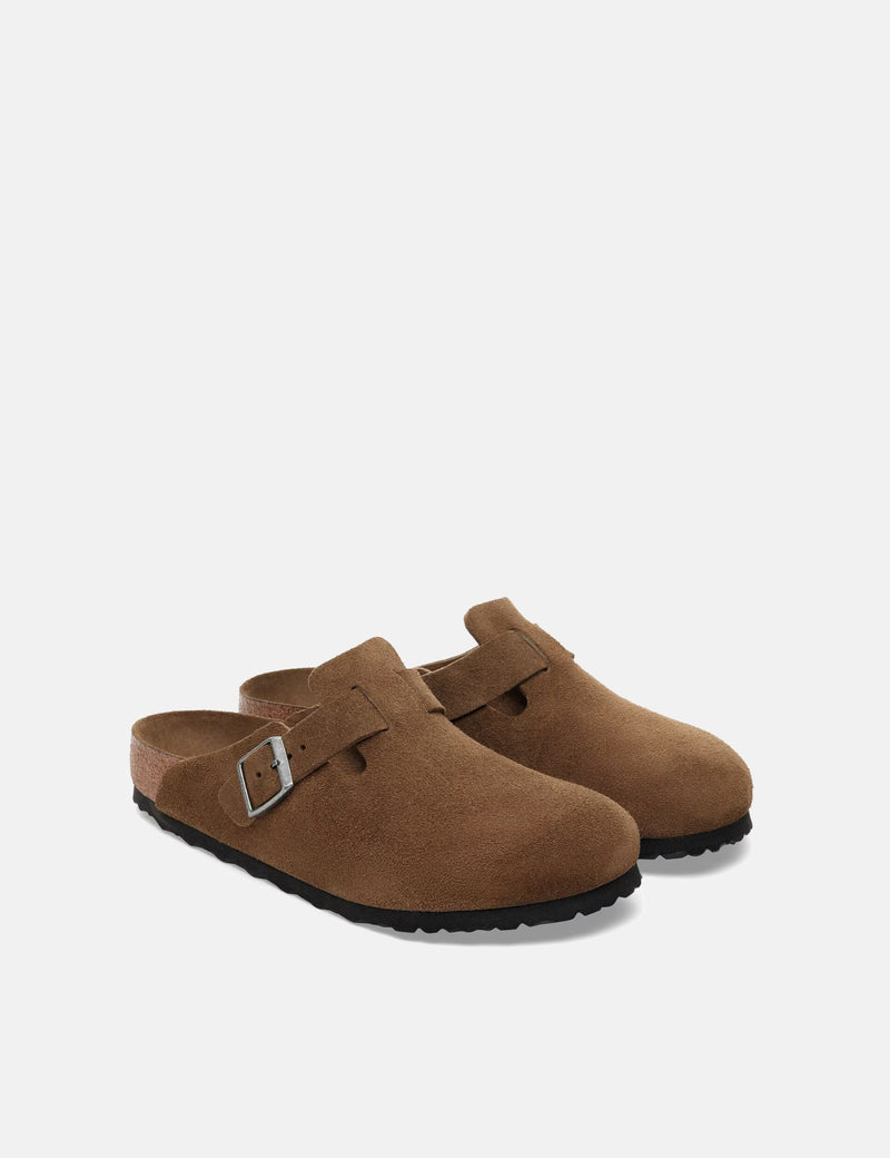 Birkenstock Boston Suede Clogs (Regular) - Dark Tea Brown