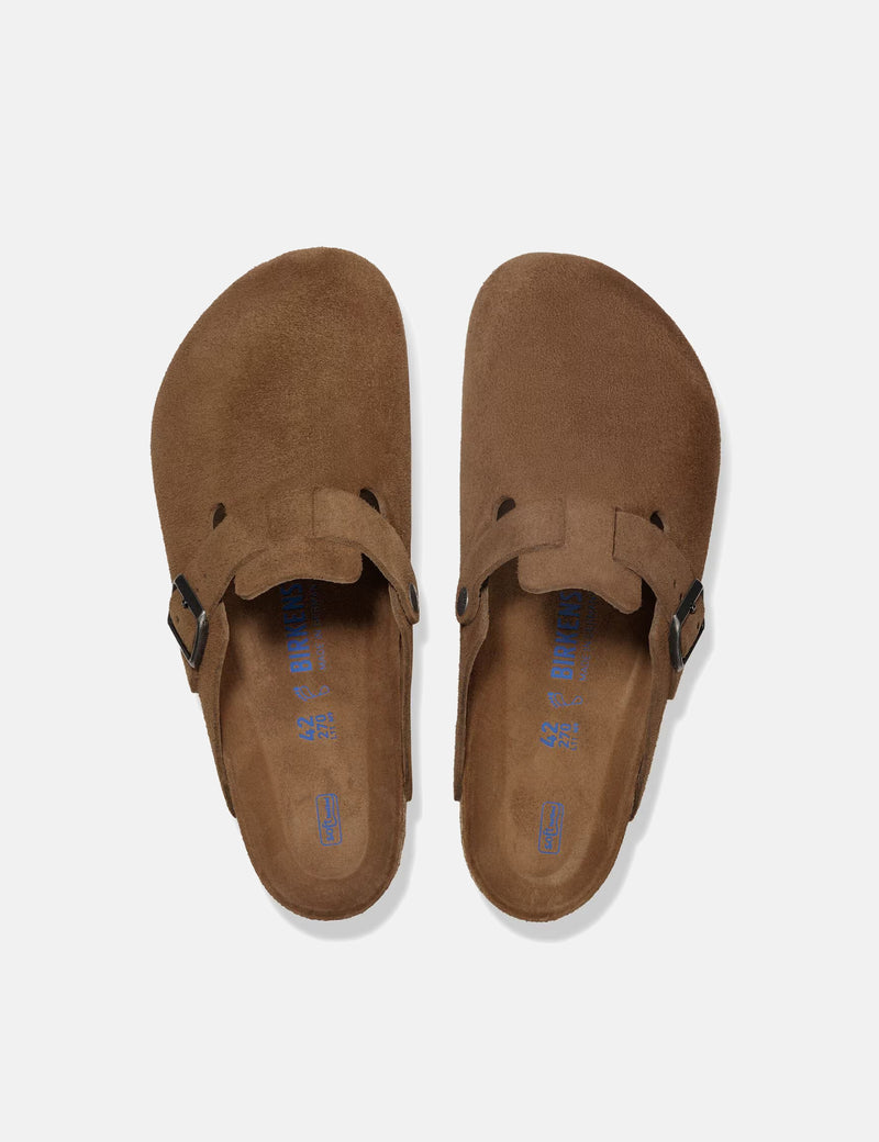 Birkenstock Boston Suede Clogs (Regular) - Dark Tea Brown