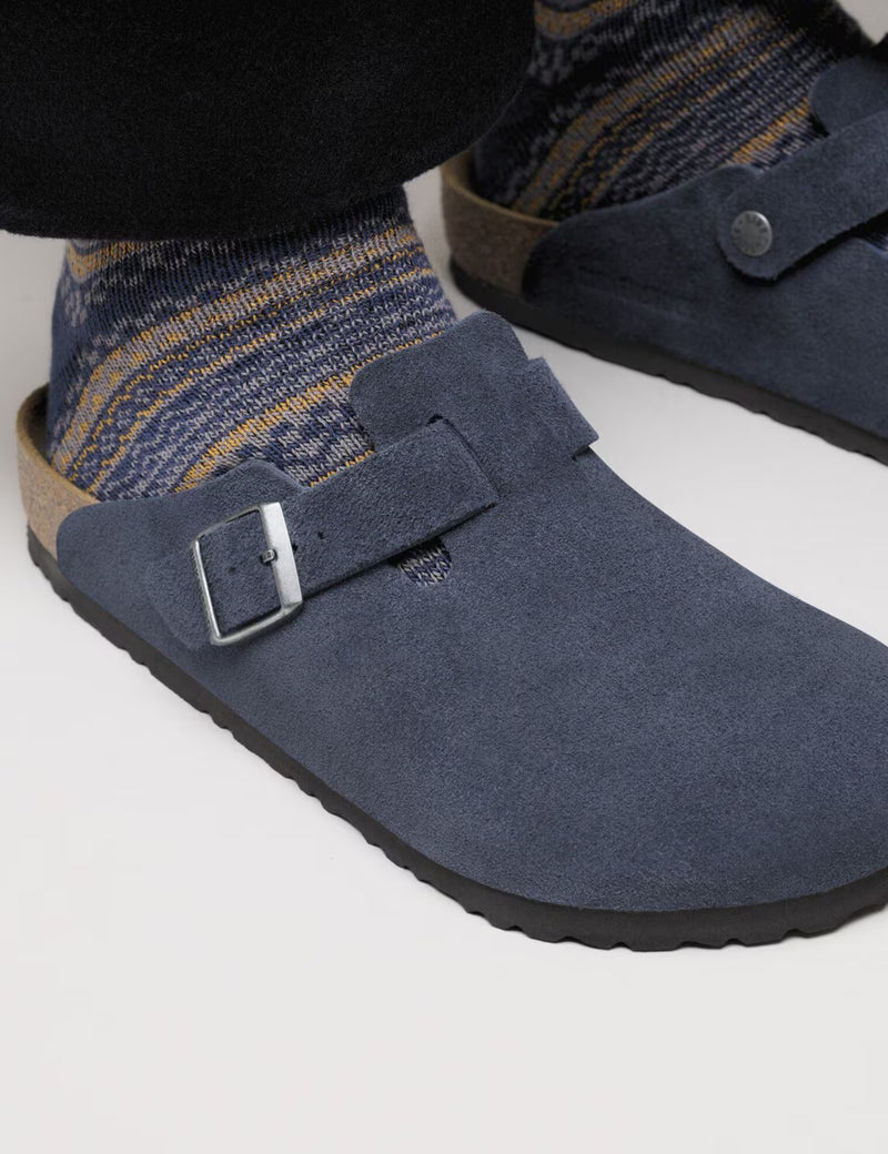 Birkenstock Boston Suede Clogs (Regular) - New Navy Blue