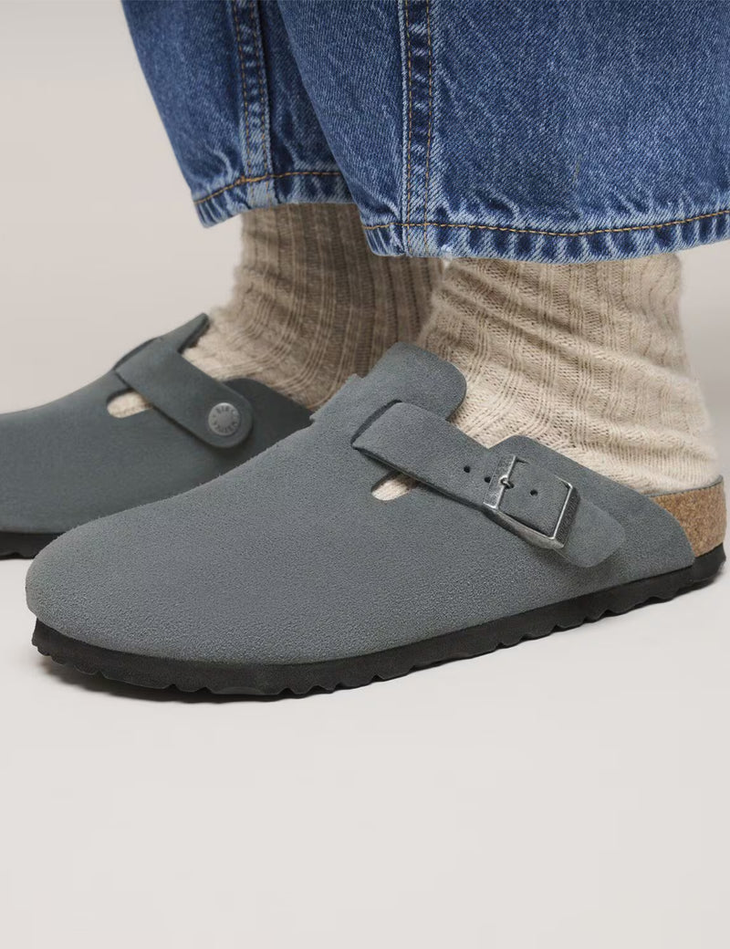 Birkenstock Boston Suede Clogs (Regular) - Basalt Gray