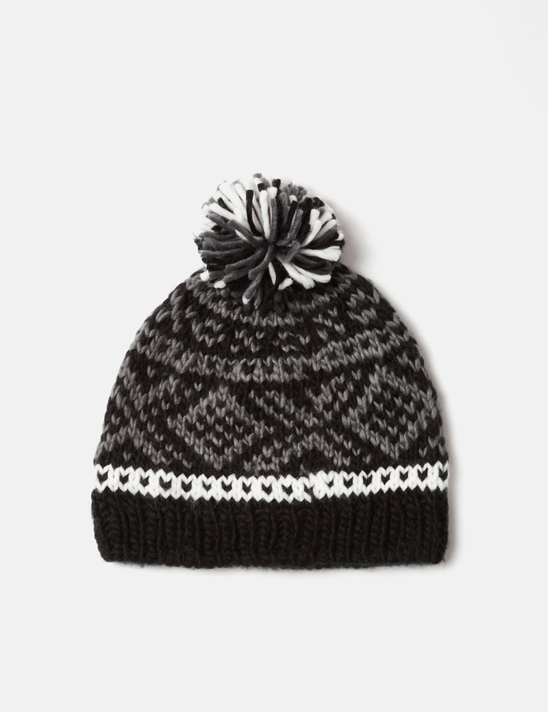 Barts Log Cabin Fair Isle Beanie Hat - Black - URBAN EXCESS