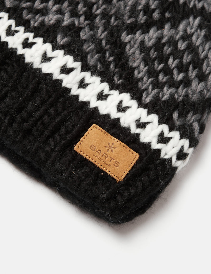 Barts Log Cabin Fair Isle Beanie Hat - Black - URBAN EXCESS