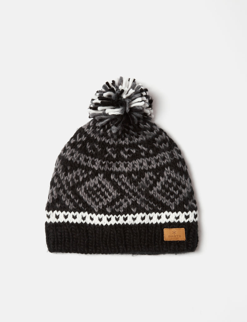 Barts Log Cabin Fair Isle Beanie Hat - Black - URBAN EXCESS