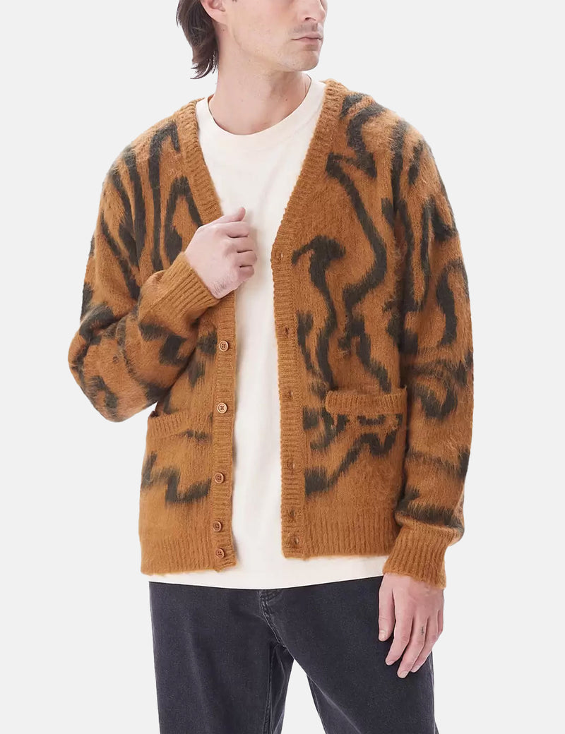 Obey Pally Cardigan - Catechu Wood Brown