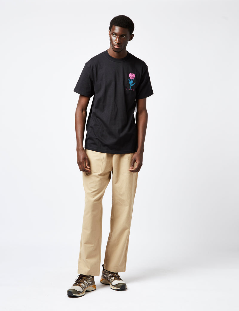 Obey Barbwire Flower T-Shirt - Black