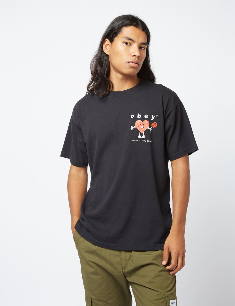 Obey Always Saying Sorry T-Shirt - Off Black