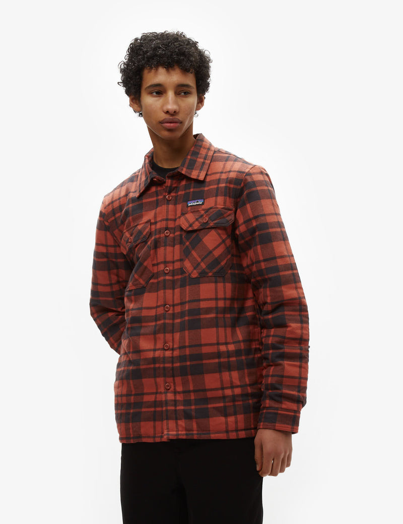 Patagonia Insulated Fjord Flannel Ice Caps Shirt - Burl Red