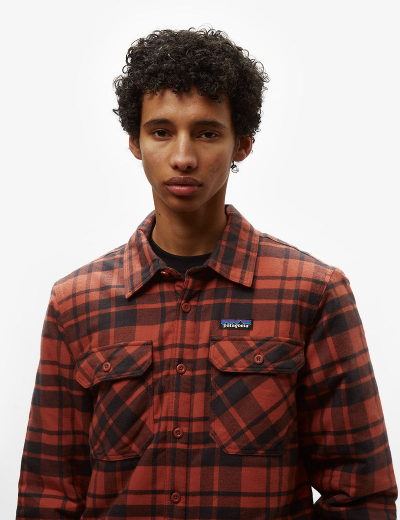 Patagonia Insulated Fjord Flannel Ice Caps Shirt - Burl Red