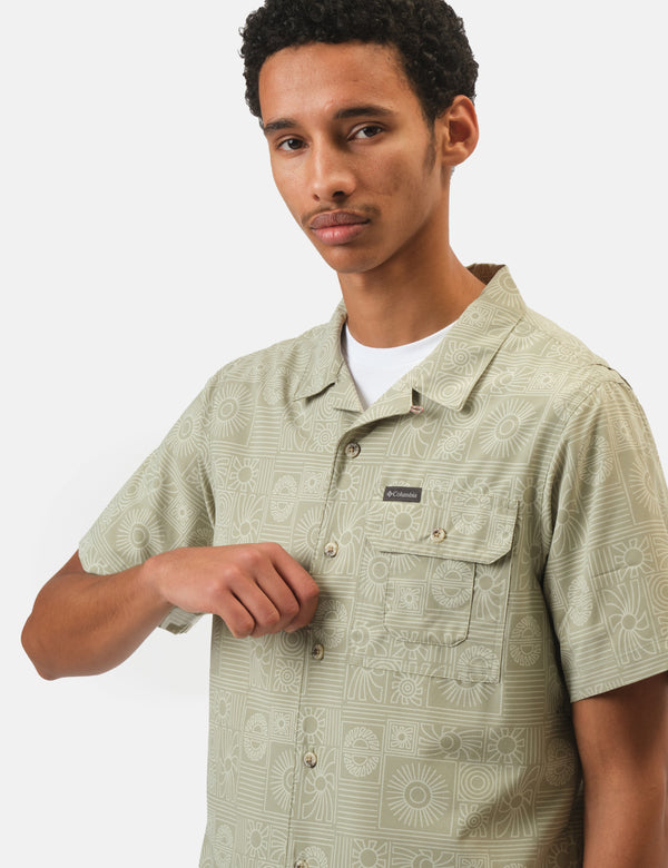 Columbia Tech Trail Utility Print SS Shirt - Safari Blazing