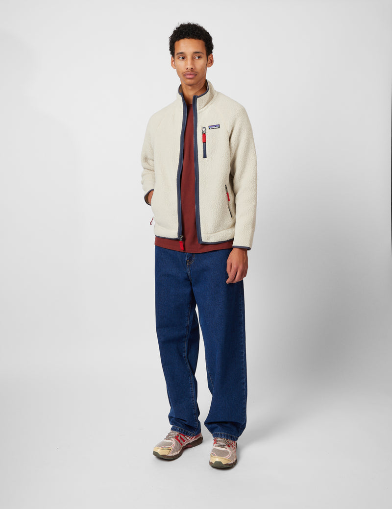 Patagonia Retro Pile Fleece Jacket - Pelican w/Smolder Blue