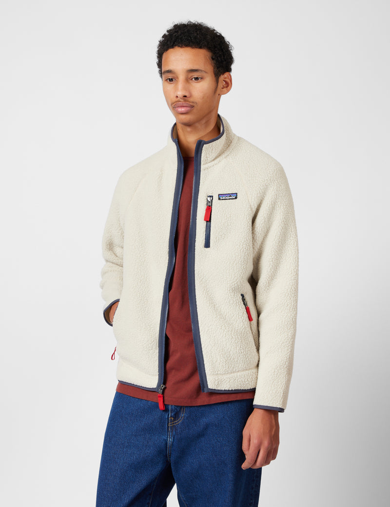 Patagonia Retro Pile Fleece Jacket - Pelican w/Smolder Blue