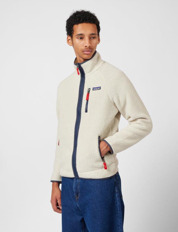Patagonia Retro Pile Fleece Jacket - Pelican w/Smolder Blue