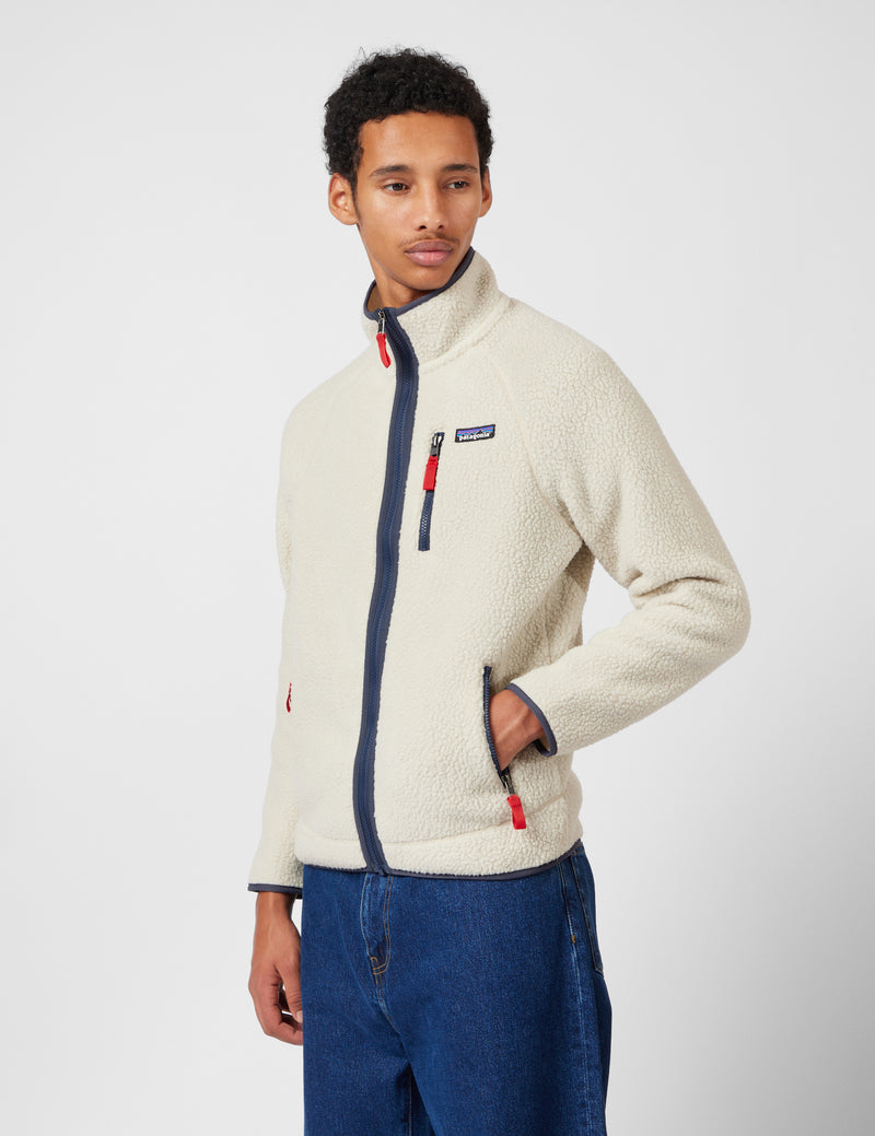 Patagonia Retro Pile Fleece Jacket - Pelican w/Smolder Blue