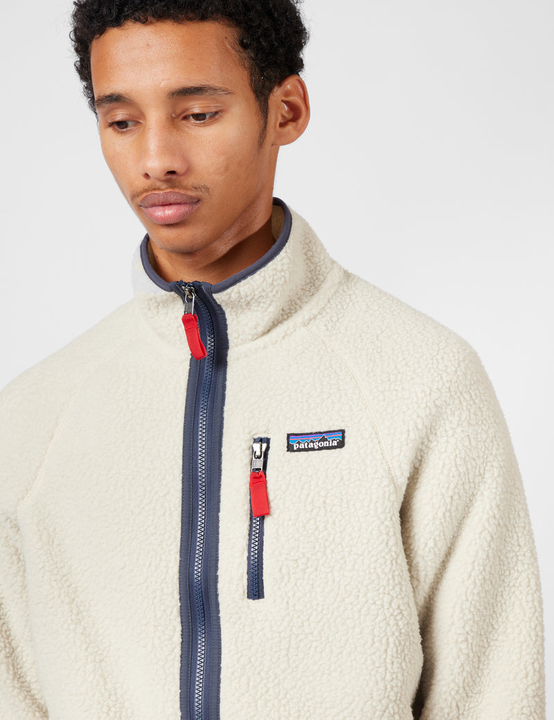 Patagonia Retro Pile Fleece Jacket - Pelican w/Smolder Blue