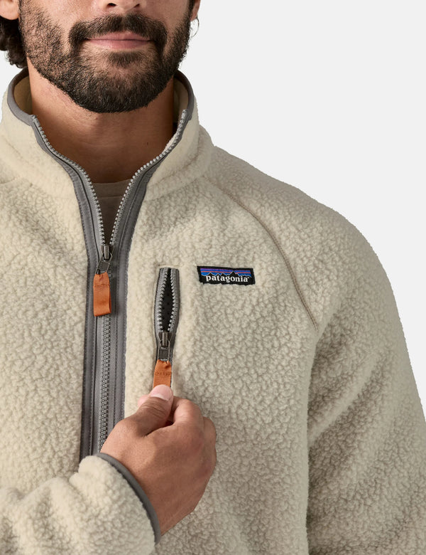 Patagonia Retro Pile Fleece Jacket - Pelican w/Smolder Blue