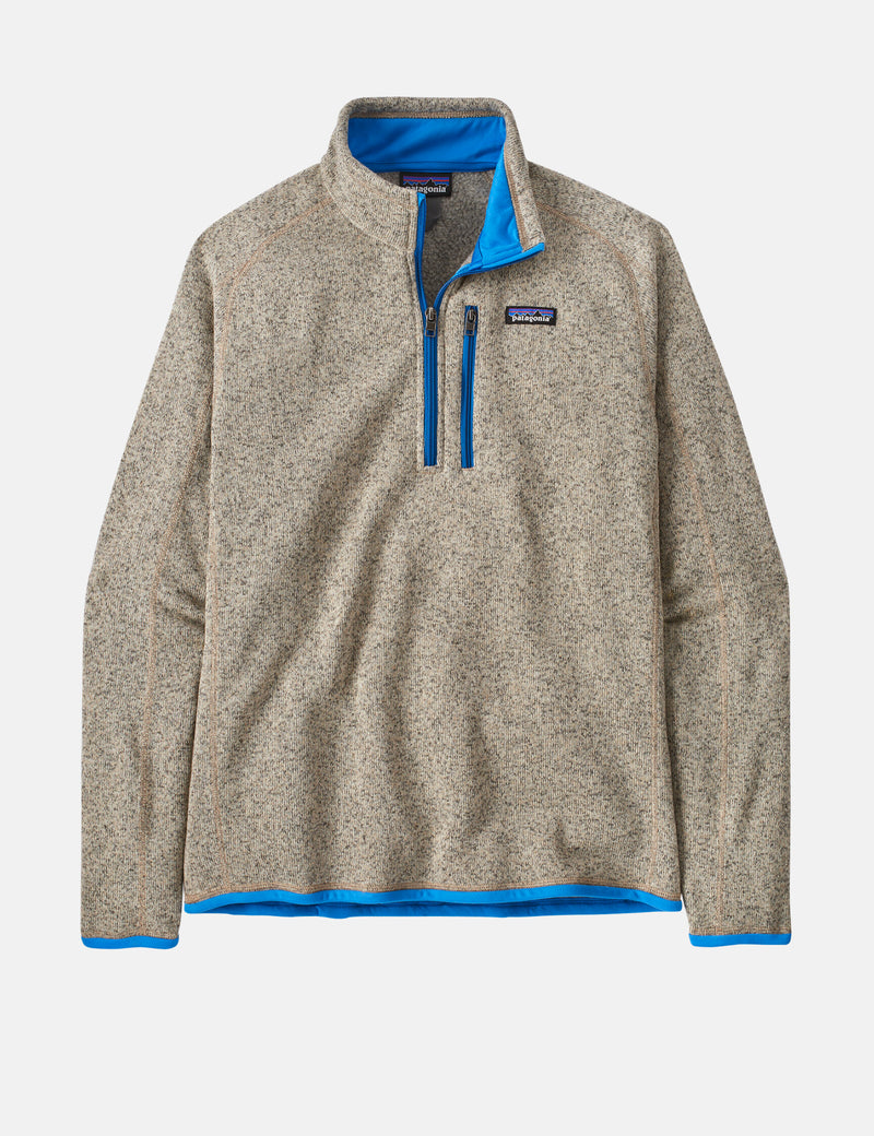 Patagonia Better Sweater 1/4 Zip Sweatshirt - Oar Tan/Vessel Blue